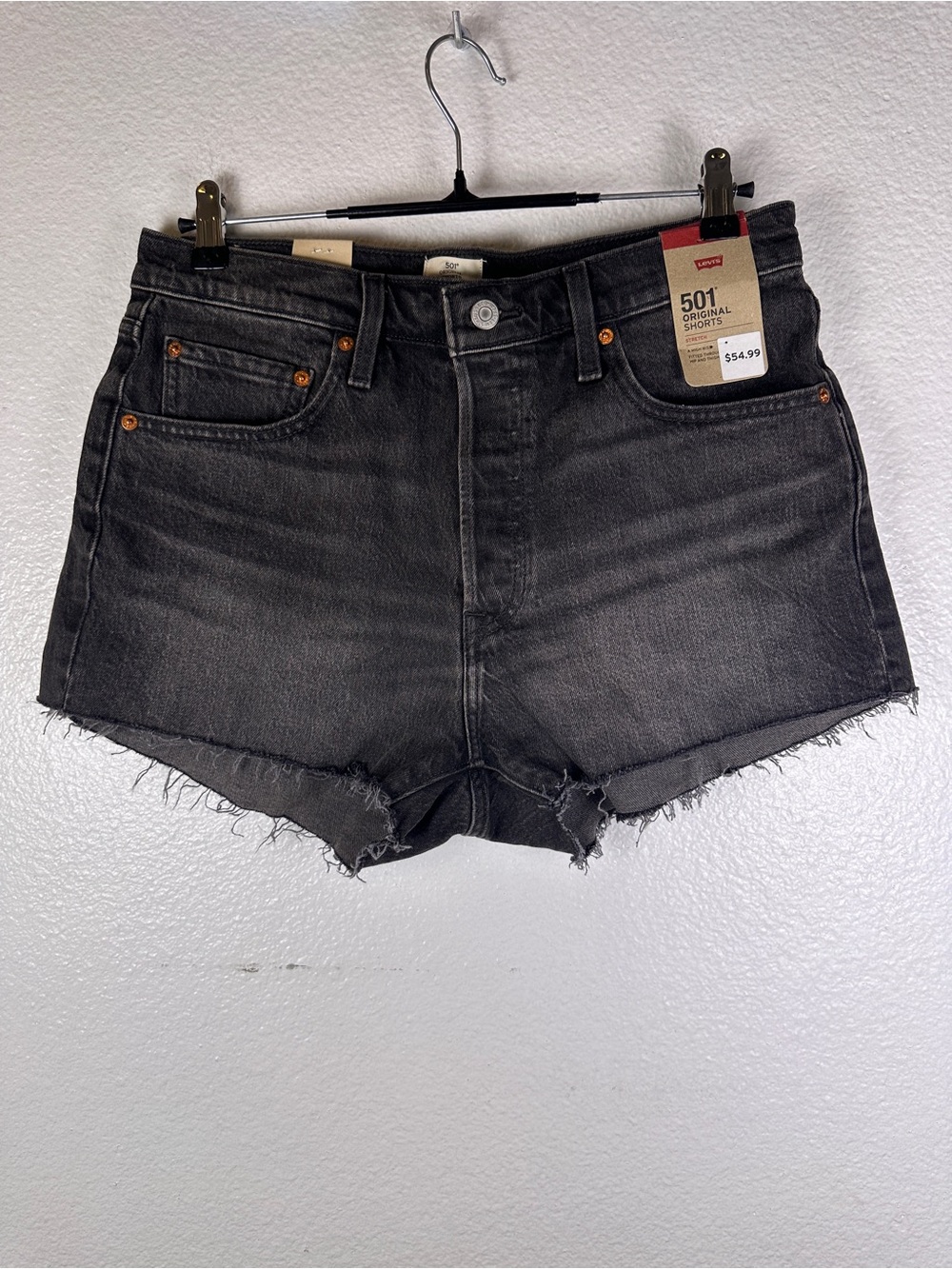 Levi's 501 Original Women's Black Denim Shorts High Rise Stretch 5-Pocket 31